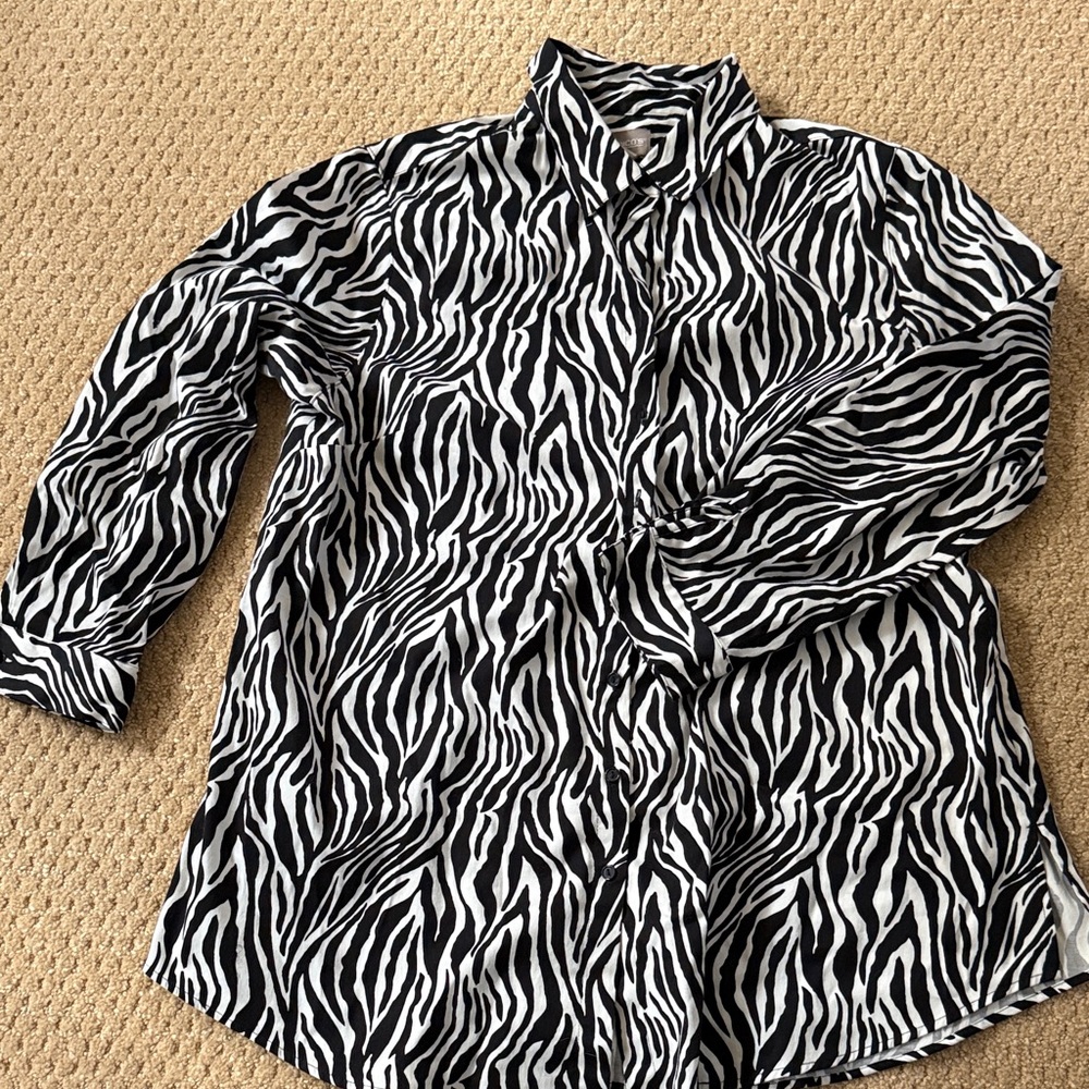 Chico's Black and White Animal Print Blouse